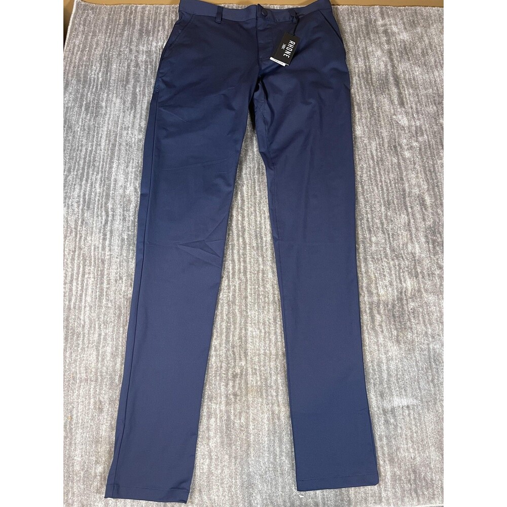 Rhone Pants Mens 31x36 Navy Blue Commuter Skinny Knit Chino Work Travel